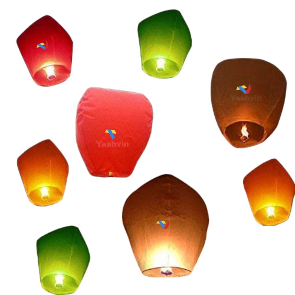 Colorful Paper Flying Sky Hot Air Balloon Multicolour Wishing Sky Lanterns Kite Pack of 3 Piece/Flying Night Sky Candle for Diwali/Christmas/Marriage/Birthday/All Festival RSH658
