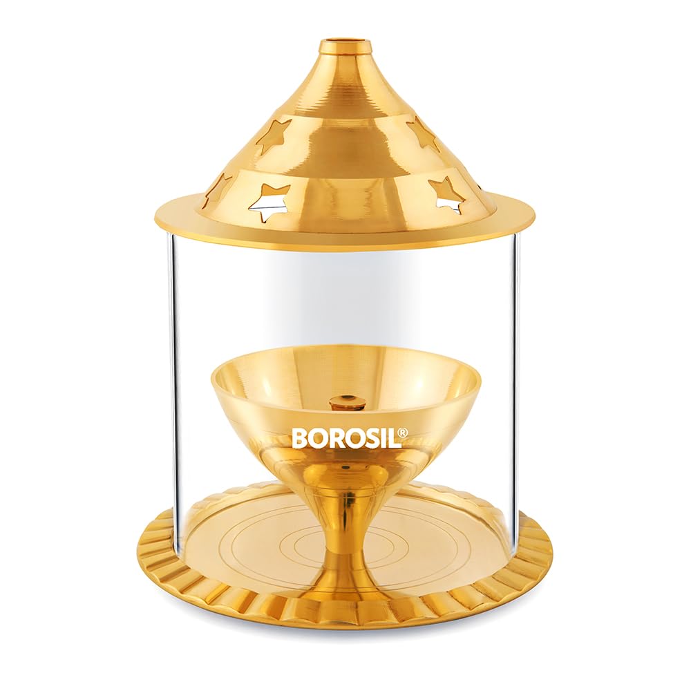Borosil Akhand Diya (Medium, Brass) (HDADBTRD100)