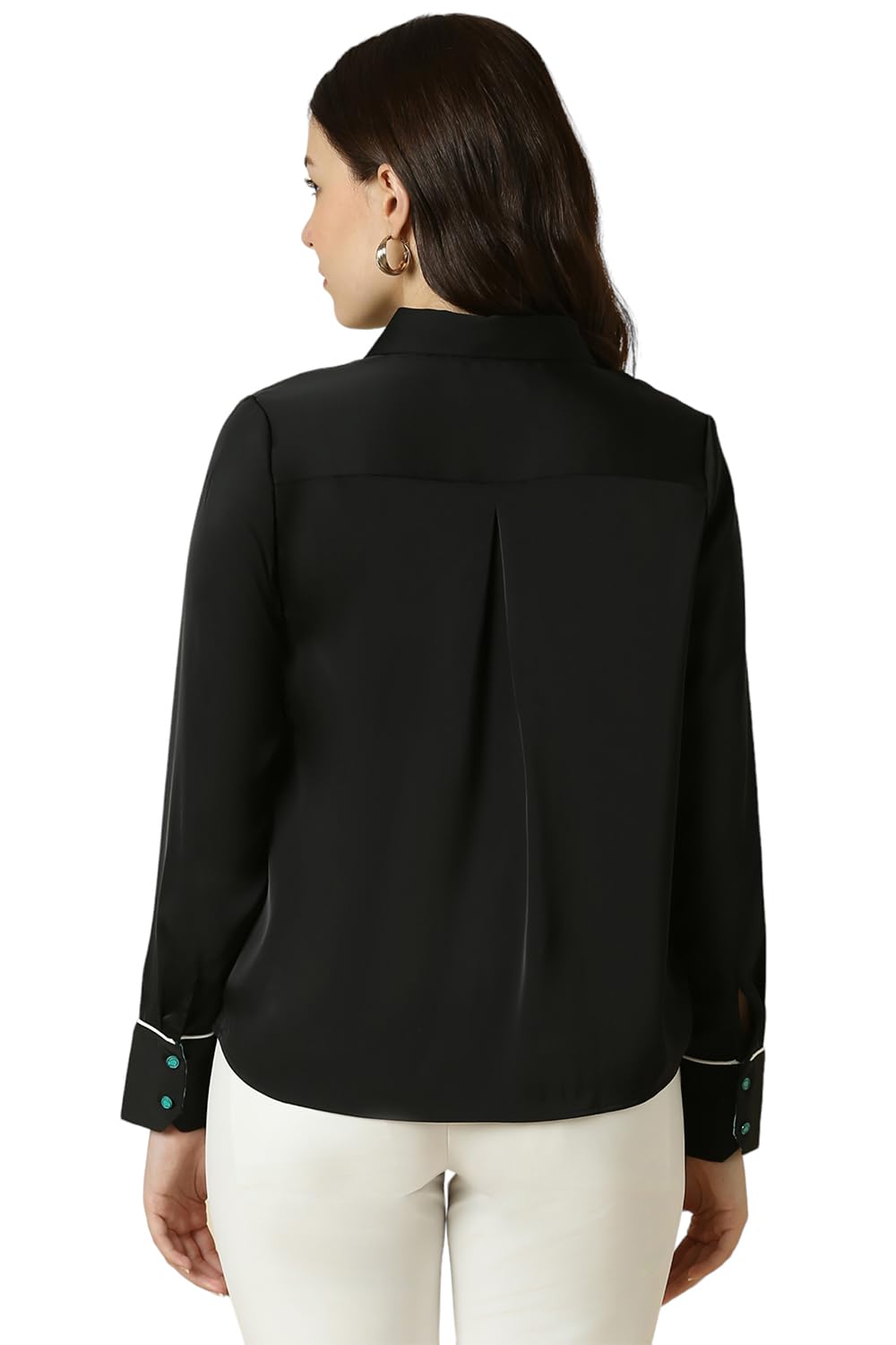 Allen Solly Women's Black Plain Long Sleeve Formal Shirt