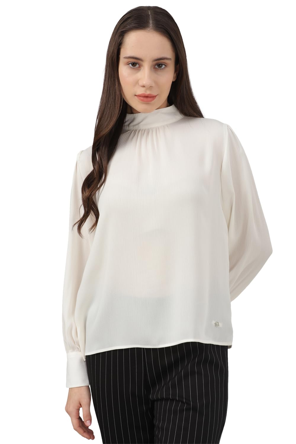 Allen Solly Women's White Plain Long Sleeve Casual Shirt
