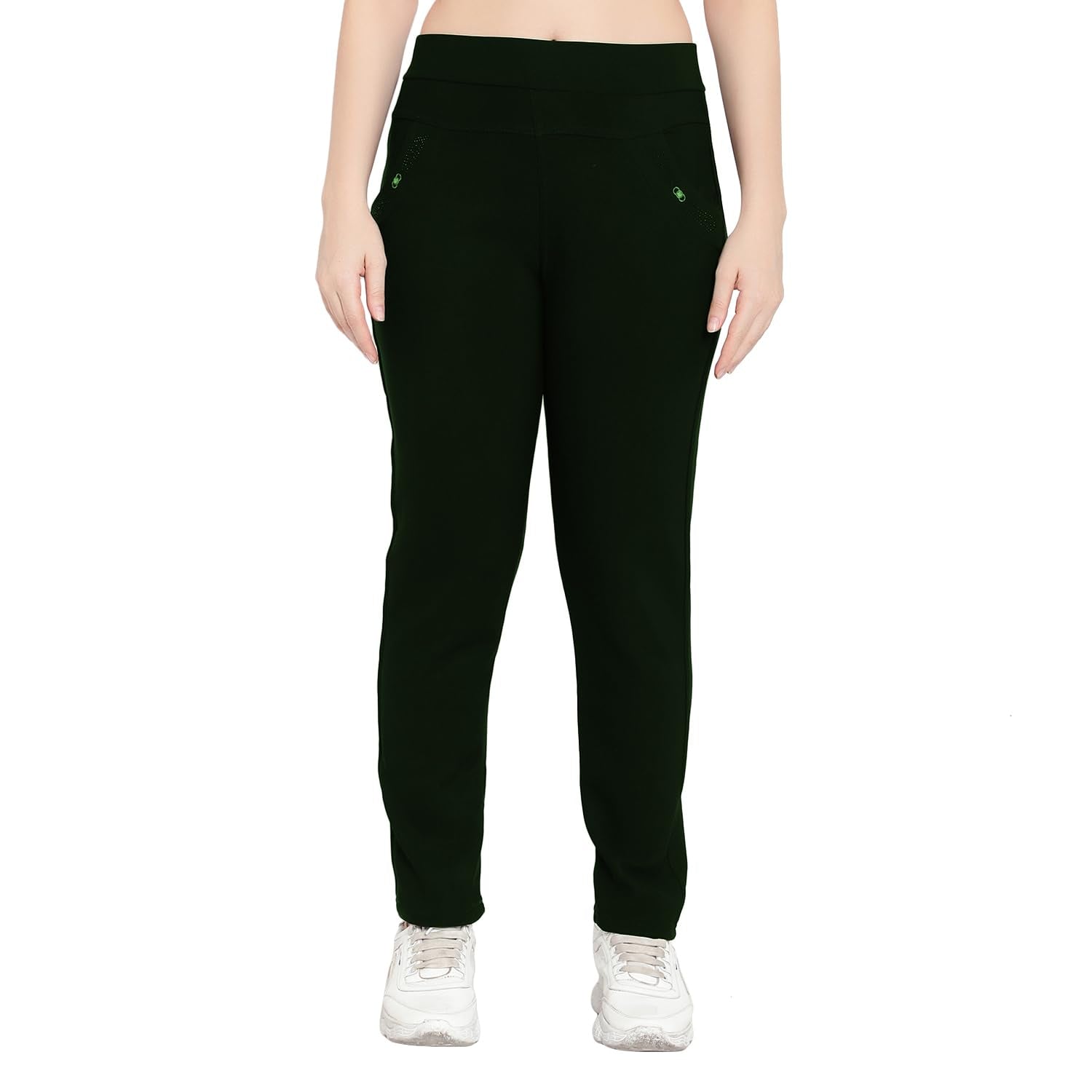 ELEG & STILANCE Women's Winter Wear Fleece Warm Solid Lower Track Pants