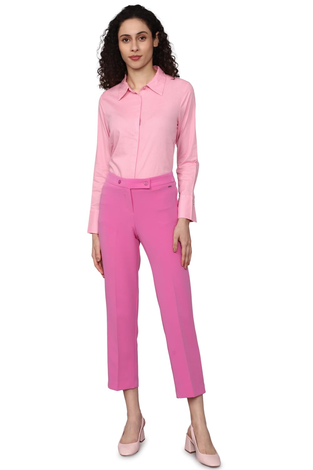 Allen Solly Women's Pink Plain Full Sleeve Casual Shirt