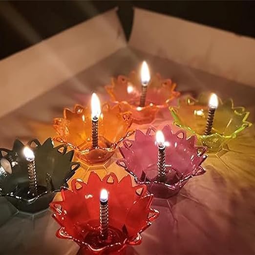 VOXBIT 3D Rangoli Reflective Diya (Set of 12) | 3D Shadow Reflective Diwali Diya | Reusable 2 In1 Deepawali Diya | 3D Multicolour Fancy Diya for Diwali Pooja | Home Decoration