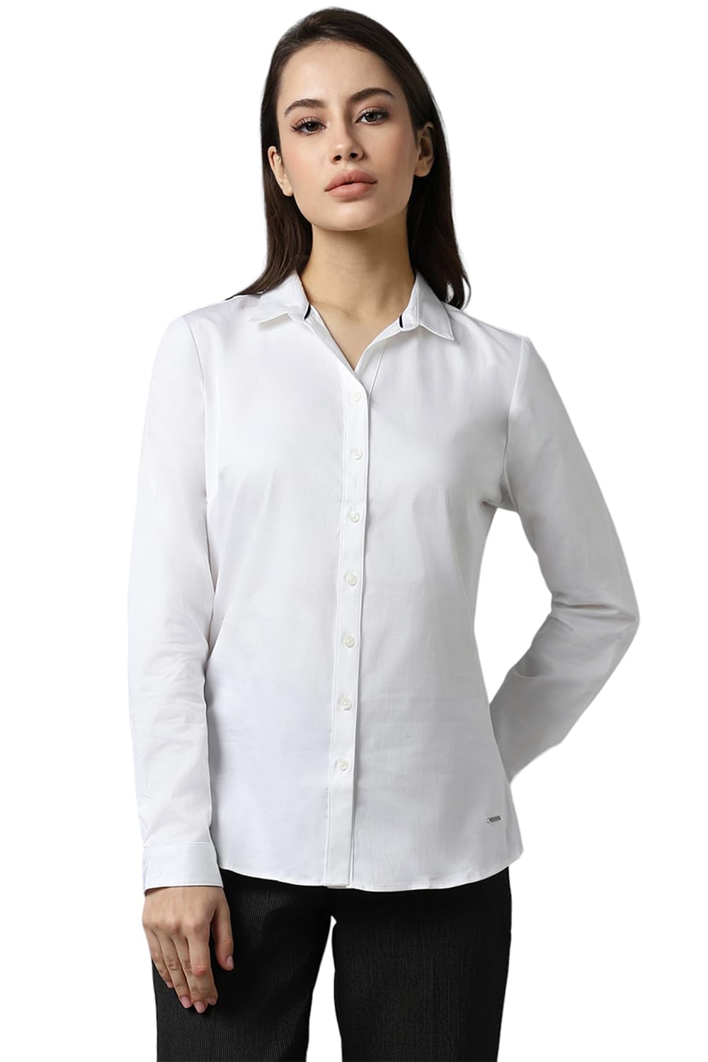 Allen Solly Women's White Plain Long Sleeve Casual Shirt