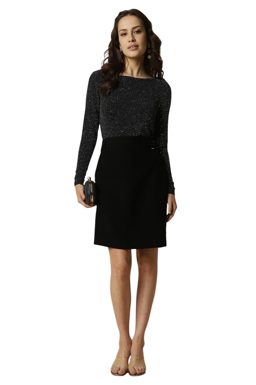 Allen Solly Women's Black Plain Long Sleeve Blouse