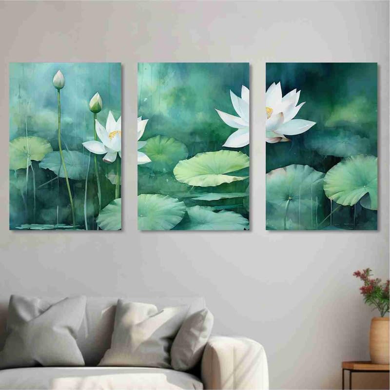 SAF paintings Set Of 3 Wooden Framed Canvas Painting|| Abstract Floral Theme Canvas Wall Art Painting for Home Décor And Office||For Bedroom,Living Room Home wall and Office Interior CR-228