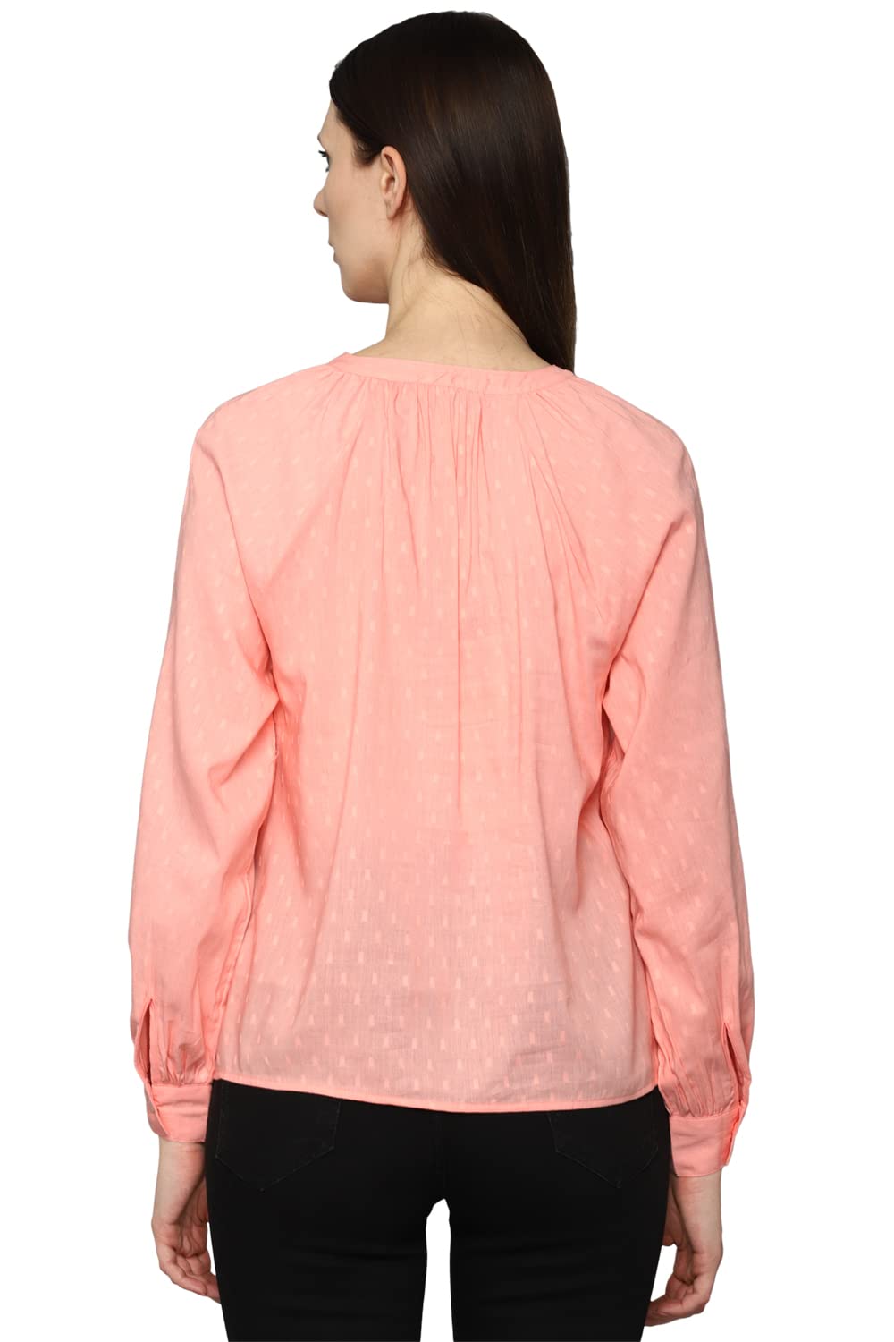 Allen Solly Women's Cotton Pink Plain Full Sleeve Casual Shirt