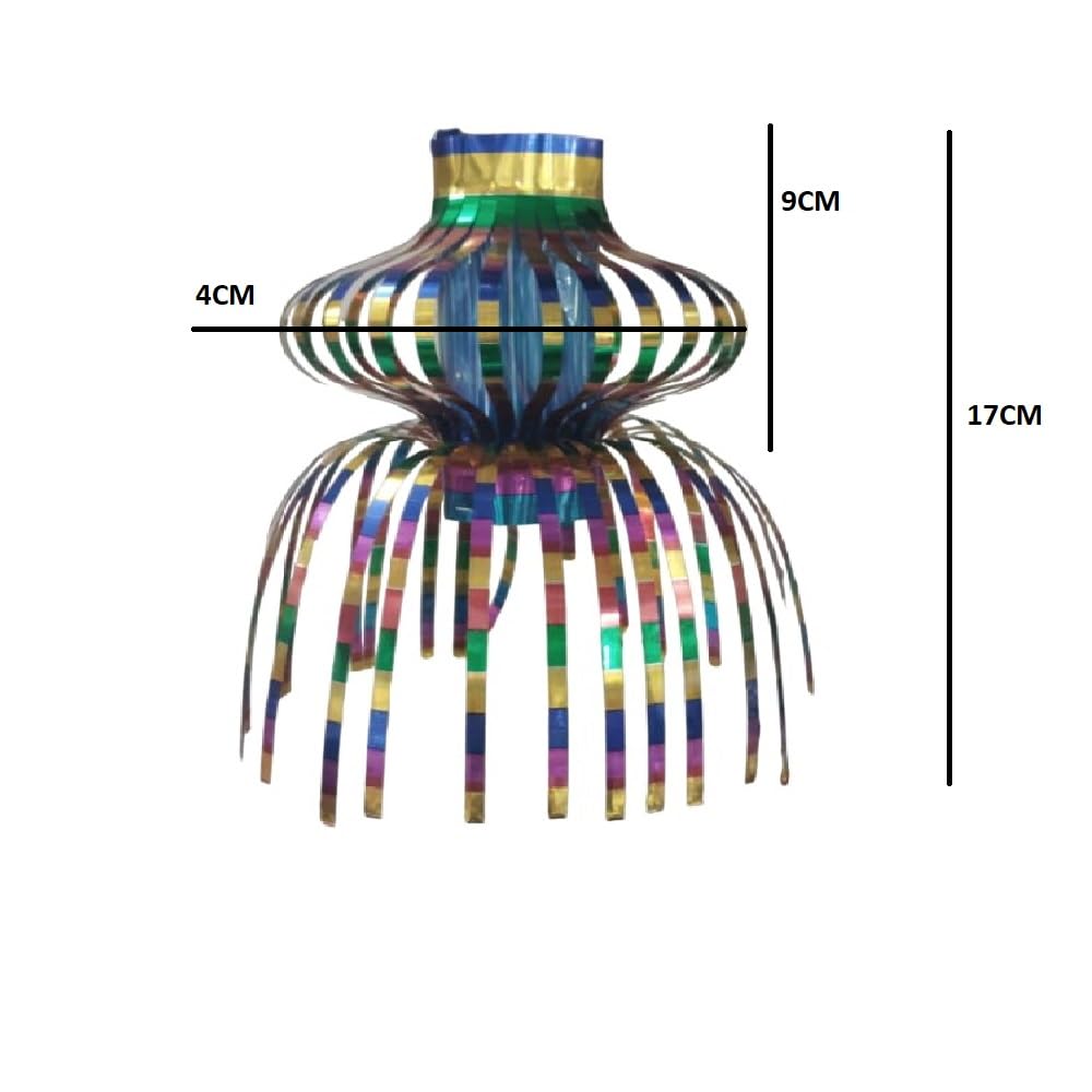 Party Crave Small Multicolor Reusable Metallic Folding Anar Hanging Akash Kandil/Diwali Lanterns for Home/Shop/Office & Many More Decor (Single Dome Folding Anar Kandil, 12pc Packing)