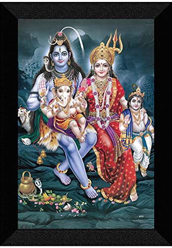 SAF paintings Shiva Parivar Religious UV Textured Synthetic Frame Painting SAFK100