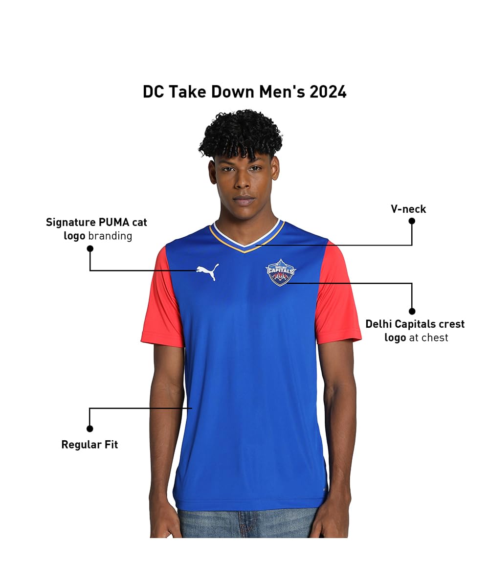 Puma Mens Ipl 2024 Delhi Capitals Regular Fit Jersey Plain