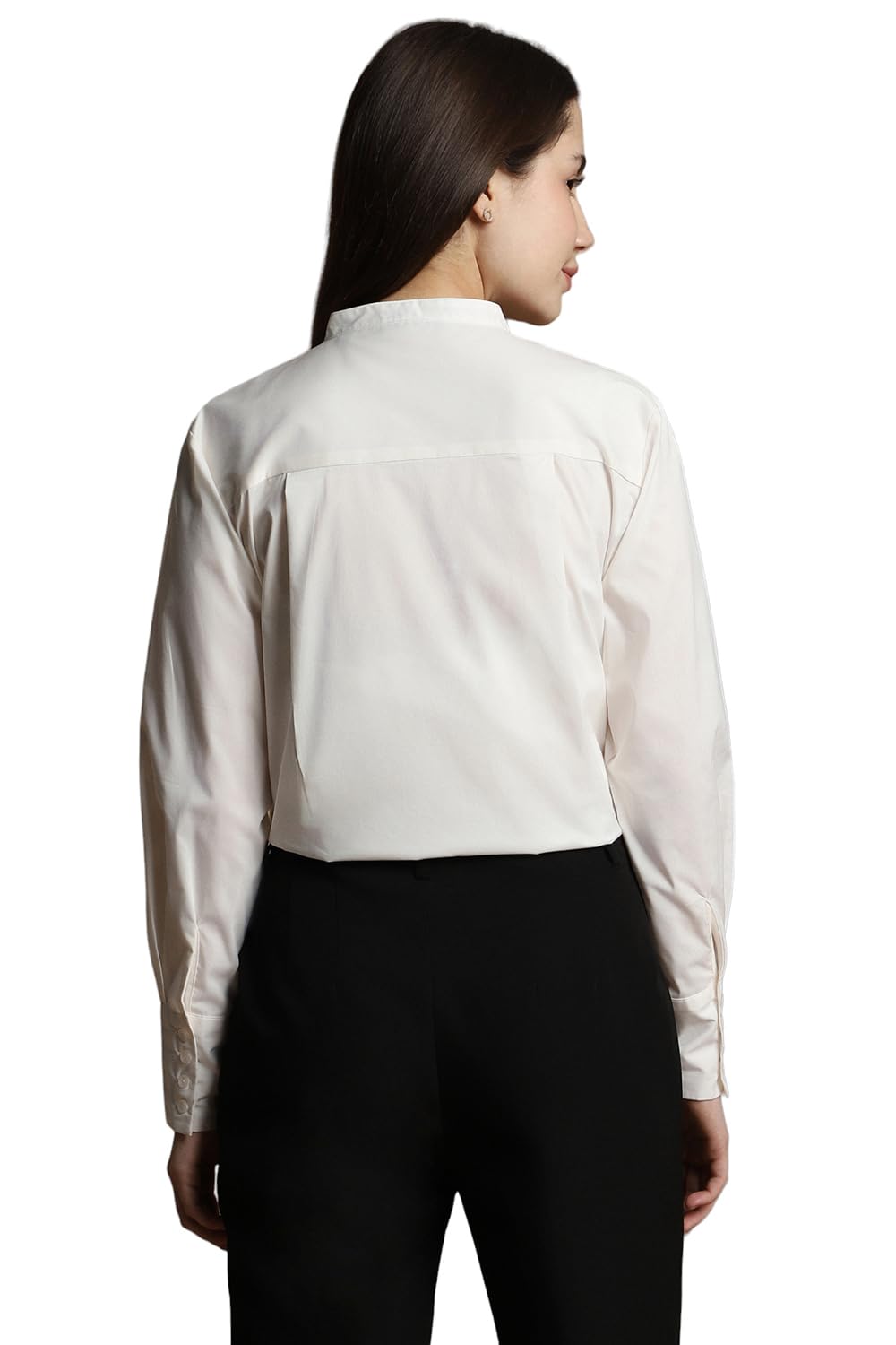 Allen Solly Women's White Plain Full Sleeve Casual Shirt