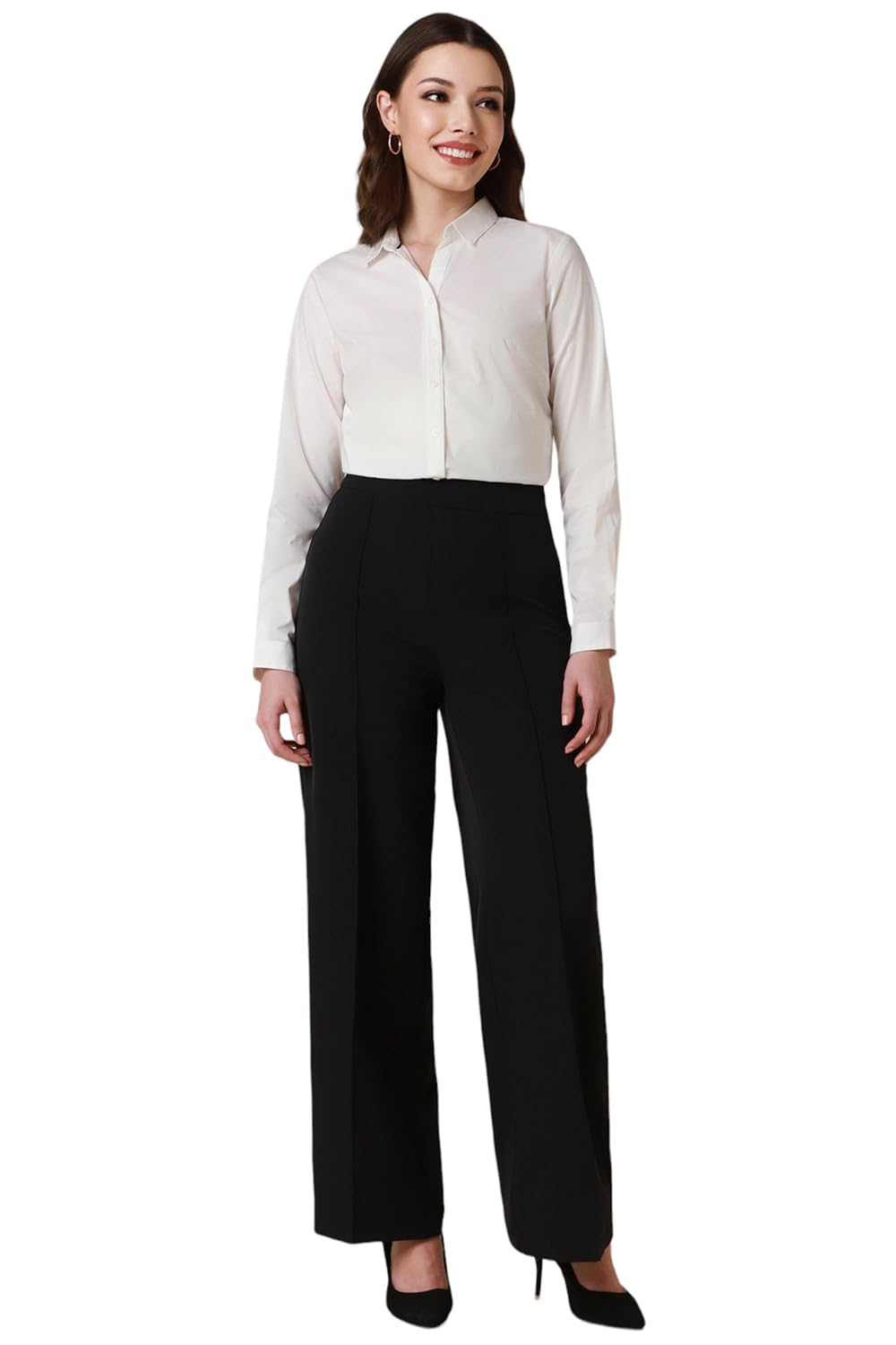 Allen Solly Women's White Plain Long Sleeve Casual Shirt