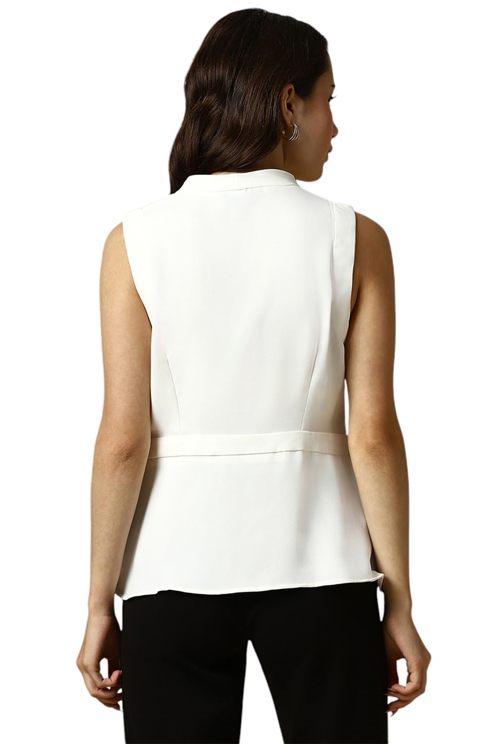 Allen Solly Women's White Plain Cut Sleeve Blouse