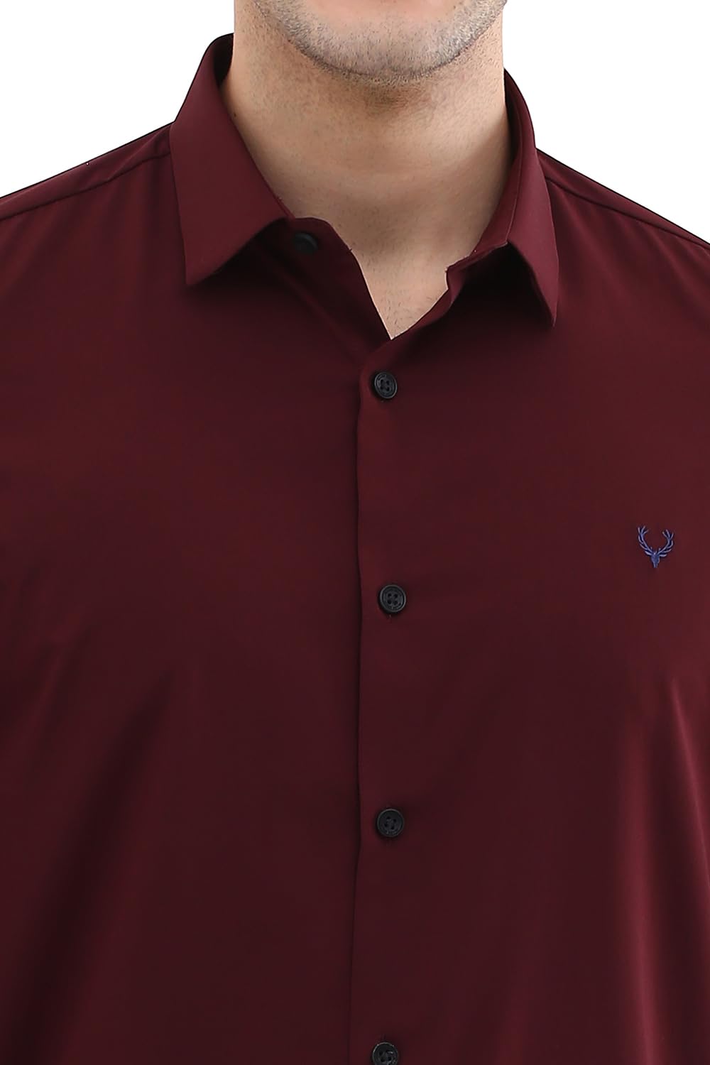 Men Maroon Slim Fit Solid Full Sleeves Casual Shirts