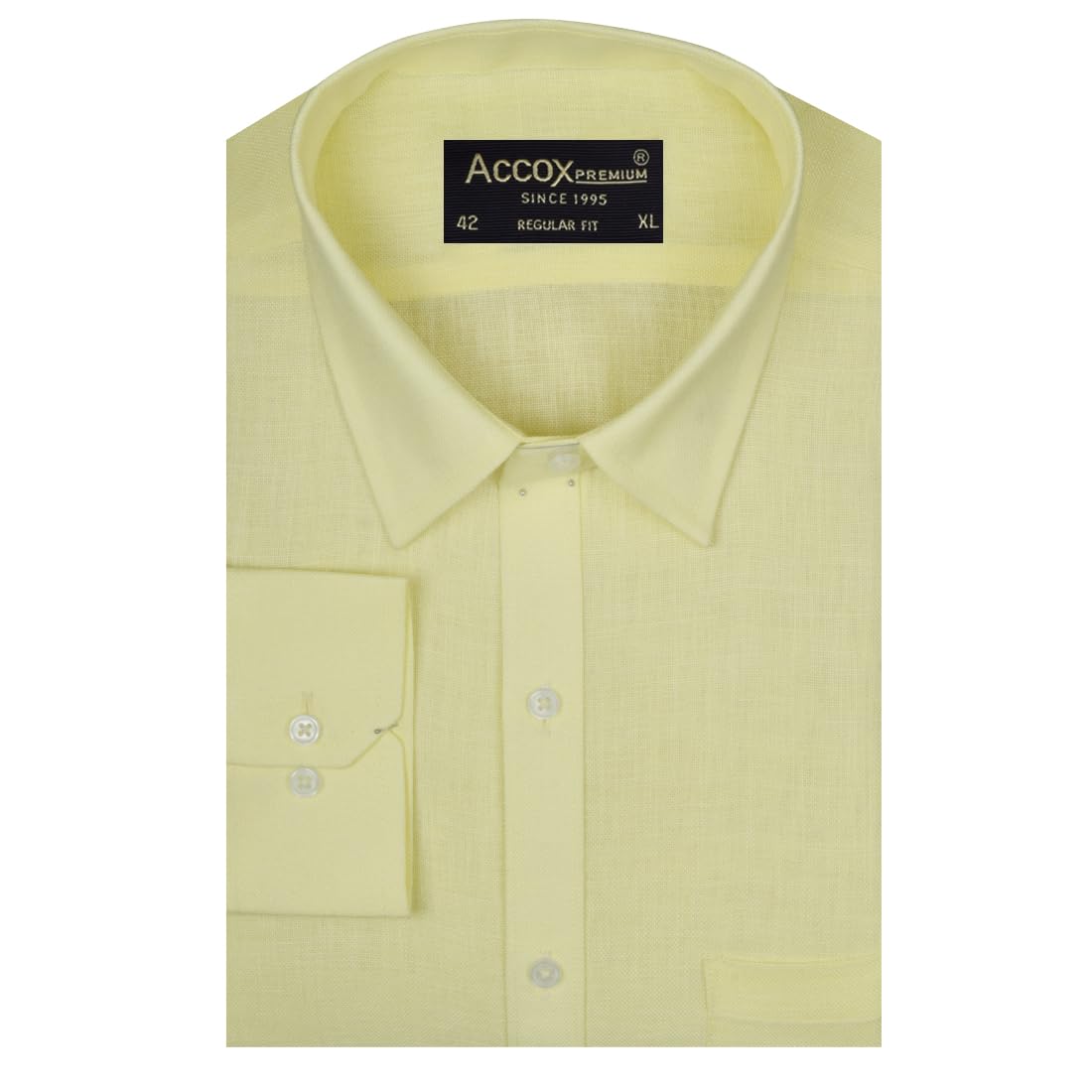 ACCOX Men's Breathable Cotton Linen Full Long Sleeves Plain Regular Fit Formal Shirt for Men (GCR377)