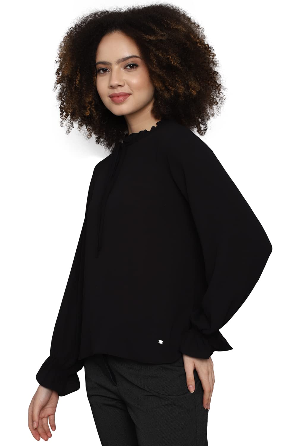 Allen Solly Women's Black Plain Long Sleeve Casual Shirt