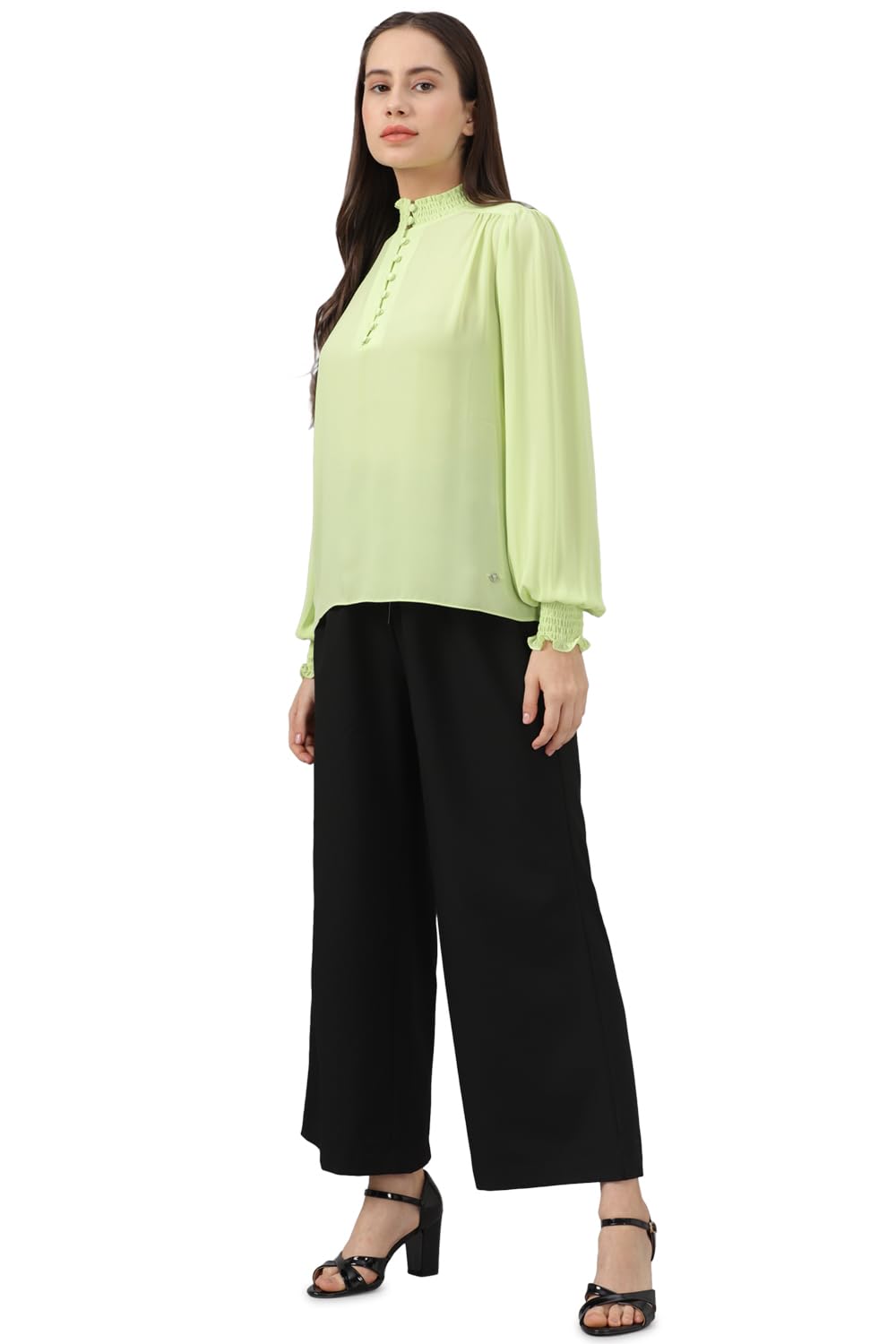 Allen Solly Women's Green Plain Long Sleeve Casual Shirt