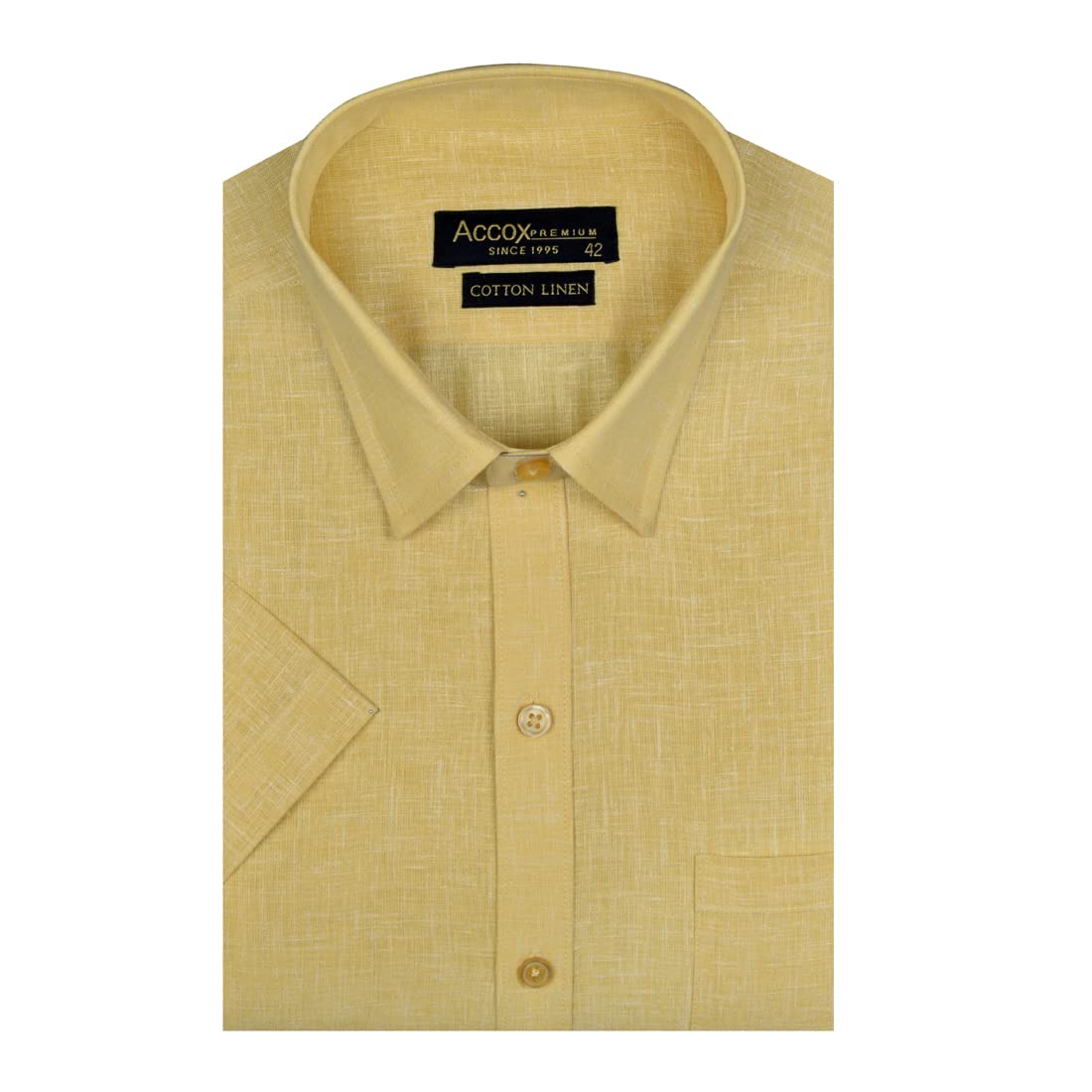 Accox Men's Cotton Linen Plain Formal Shirt (B0B56Q2WL2)