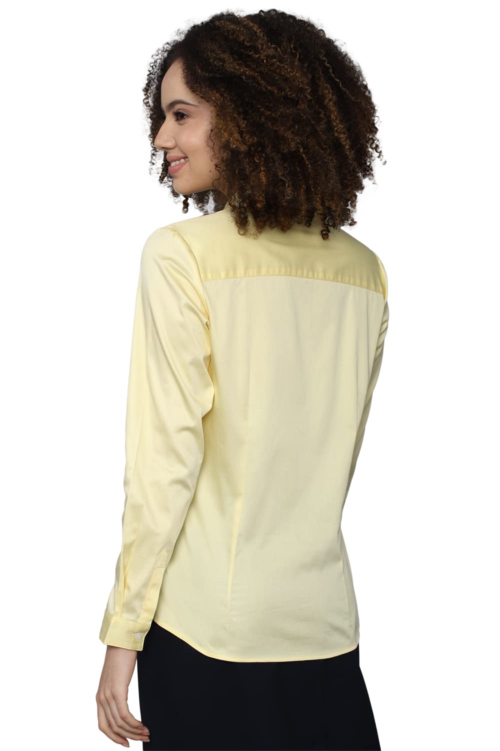 Allen Solly Women's Yellow Plain Long Sleeve Casual Shirt