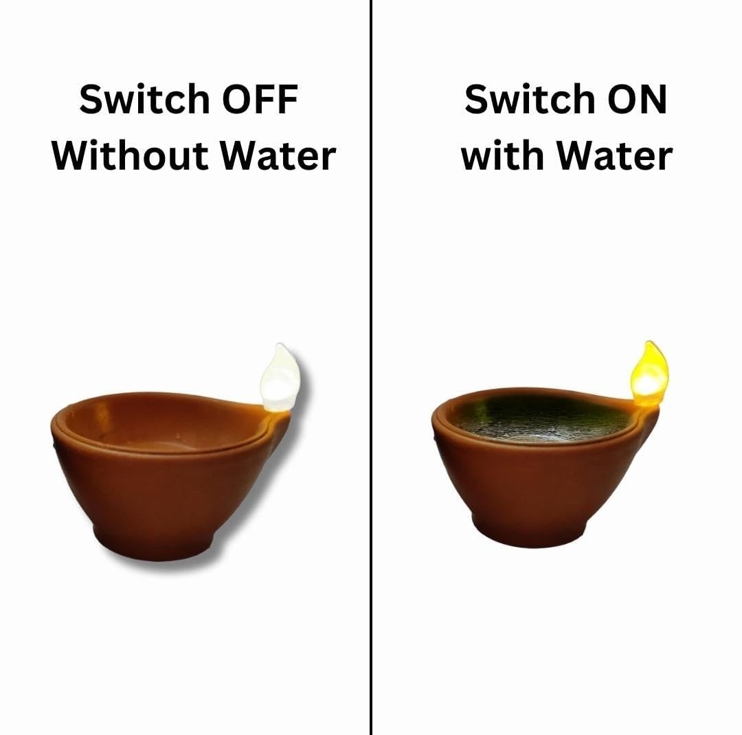 LUMINI 12 Pcs Water Sensor Diya Lights Electric Flameless & Smokeless LED Diyas | Eco-Friendly Led Diyas Candle Warm Ambient Lights for Home Decor, Diwali Festivals Decoration,Christmas,New Year(12)