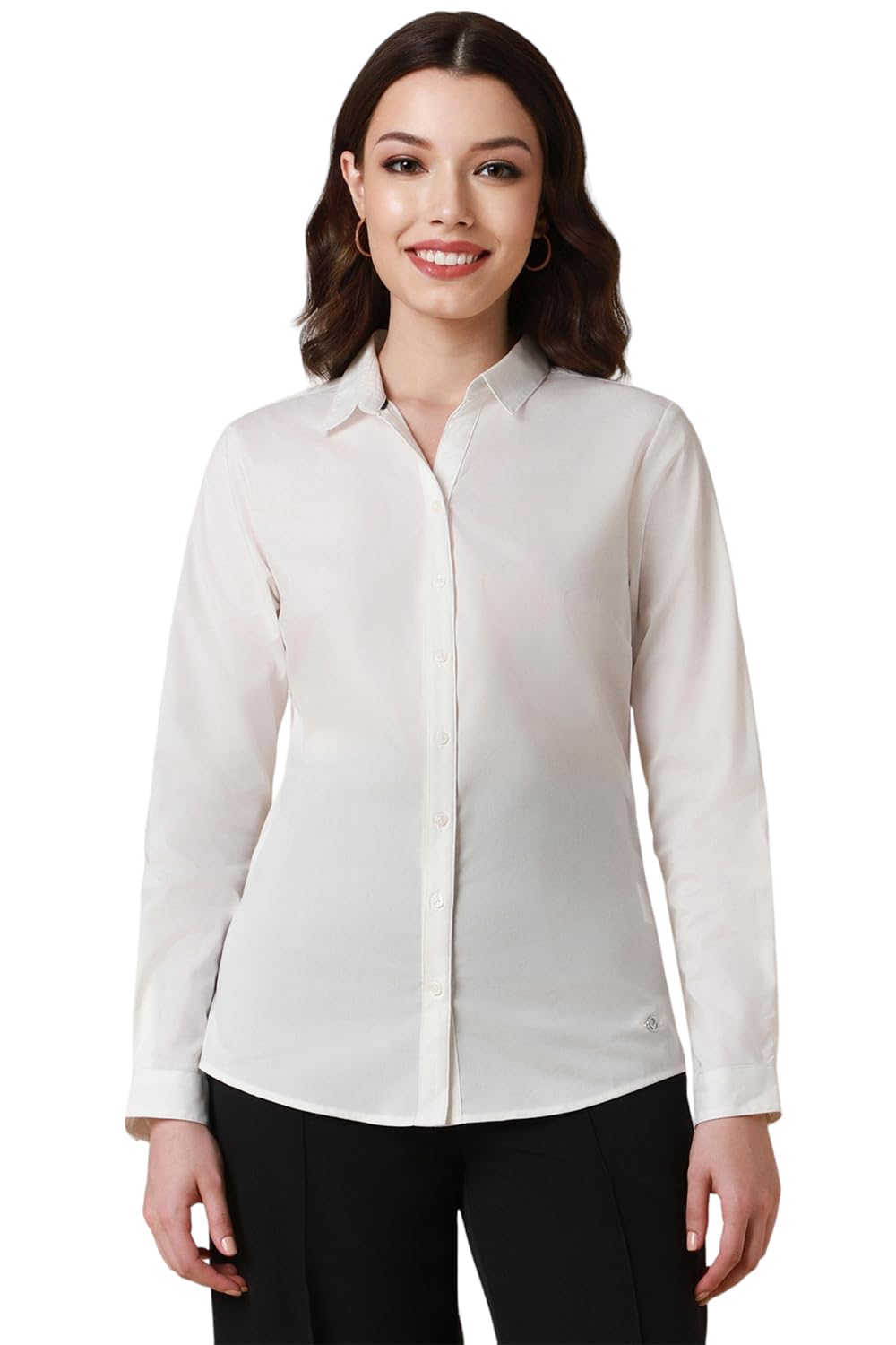Allen Solly Women's White Plain Long Sleeve Casual Shirt