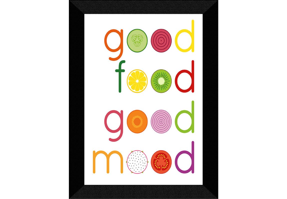 SAF paintings Good Food Good Mood Black frame painting for Wall Decoration,Home and Office OL-SANFK33457