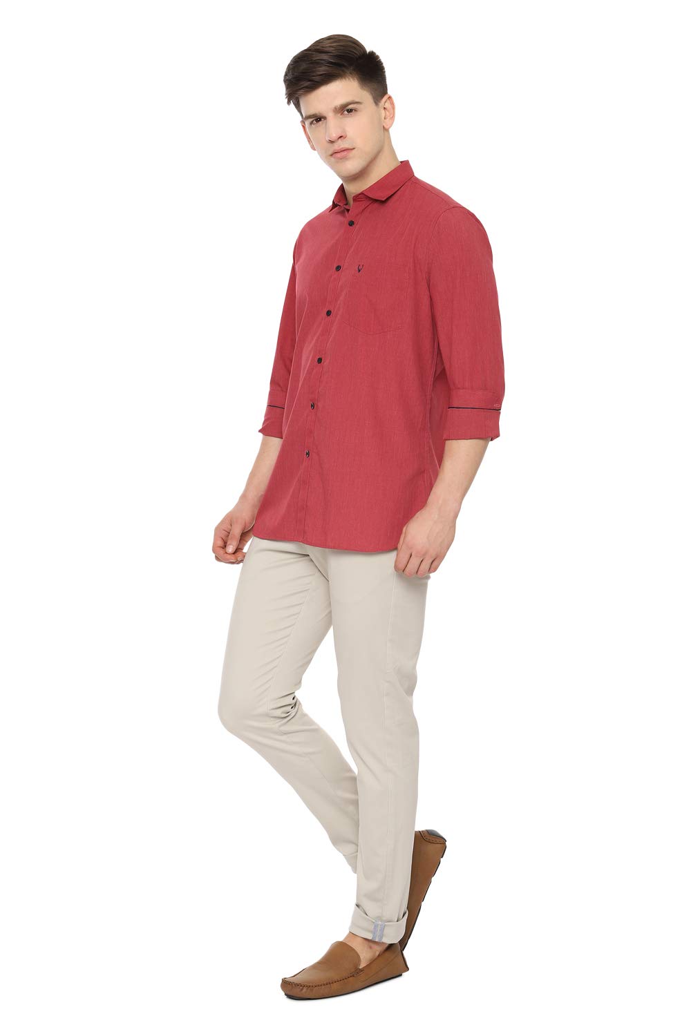 Allen Solly Mens Slim Collar Slub Shirt