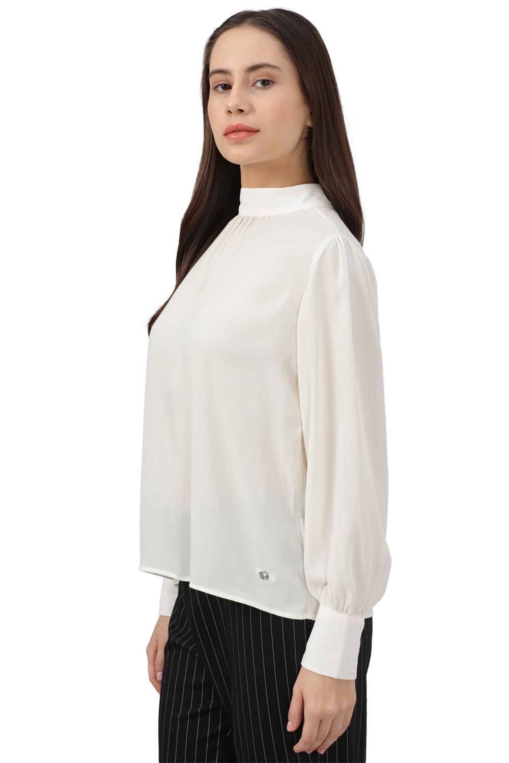 Allen Solly Women's White Plain Long Sleeve Casual Shirt