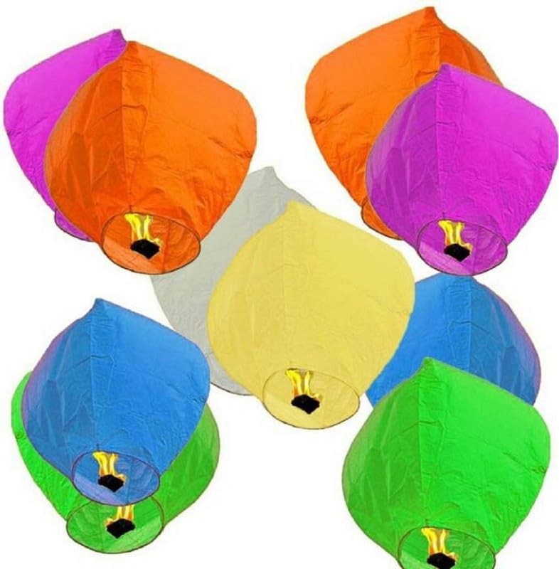 CH Paper Sky Lantern Hot Air Balloon-Pack of 10 (Multicolour) Wishing Hot Air Lanterns Balloon
