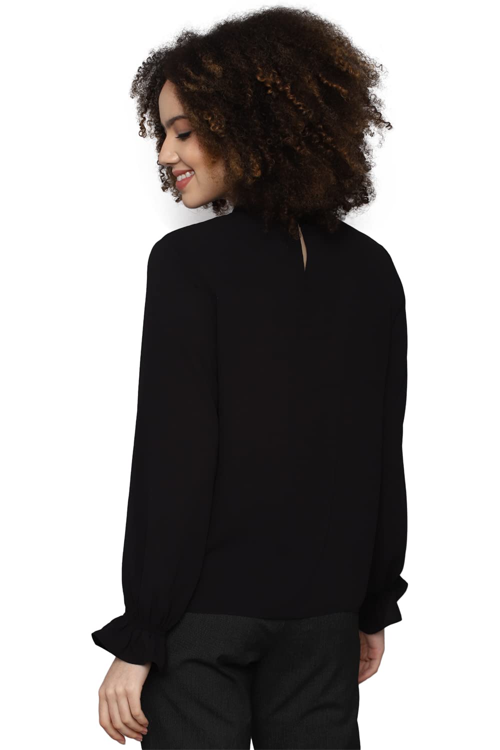 Allen Solly Women's Black Plain Long Sleeve Casual Shirt