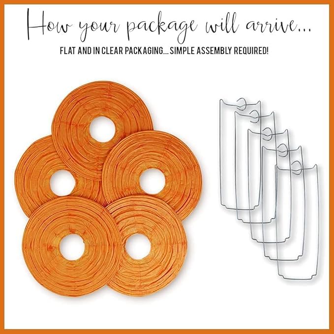 Moon Exclusive ORANGE Paper Lantern "10 Inches" (02Pieces) | Kandil | Hanging Paper Ball| Lantern | Decoration (Pack of 02Pcs ORANGE Colour)