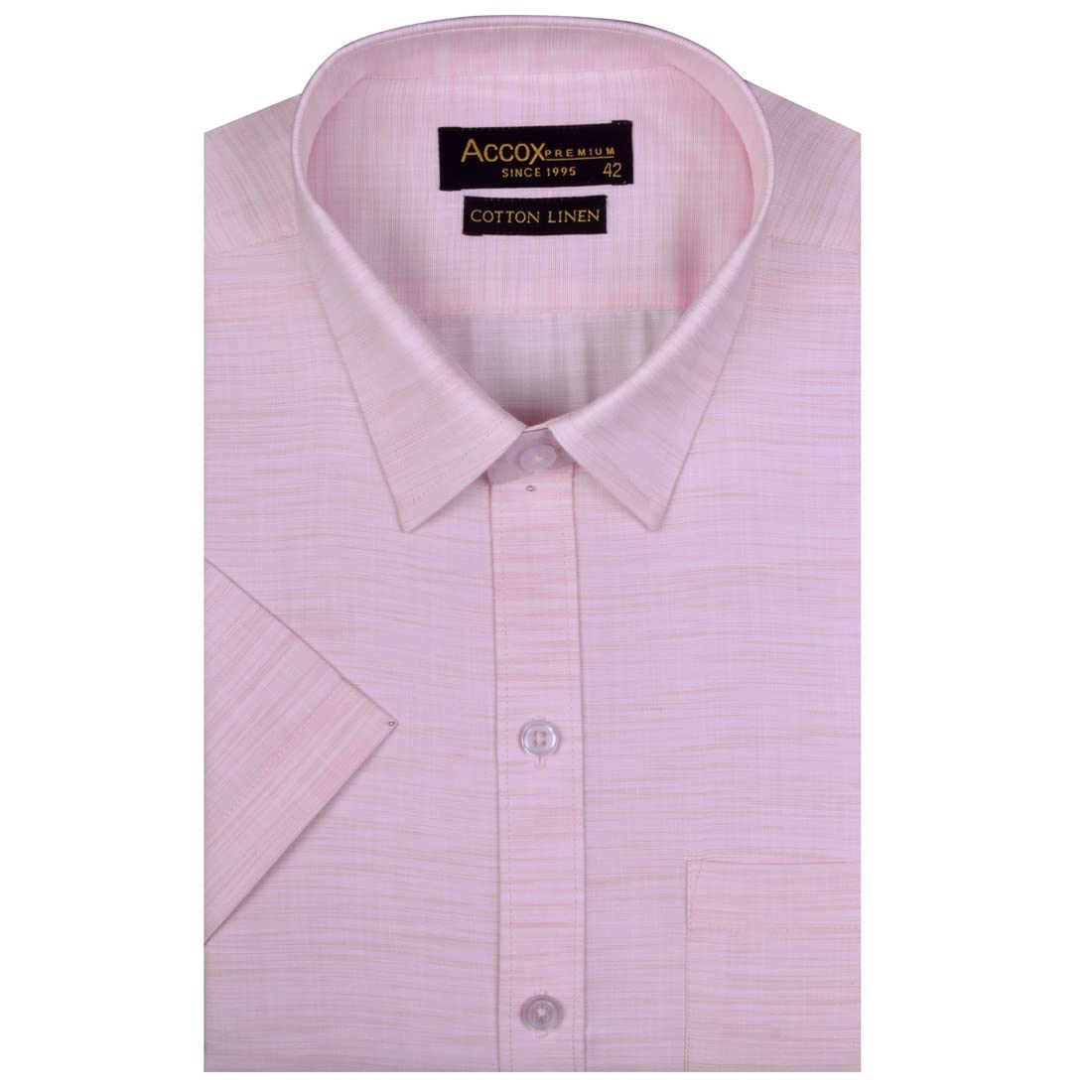 Accox Men's Cotton Linen Plain Formal Shirt (B0C2VTWR1D)