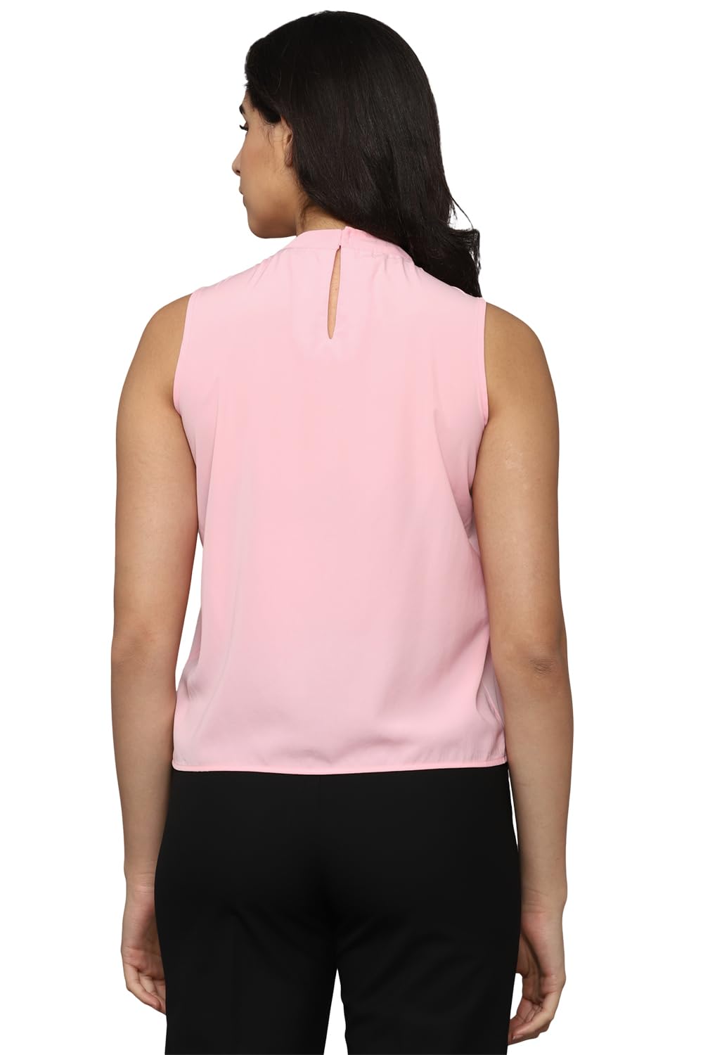 Allen Solly Women's Polyester Pink Plain Cut Sleeve Casual Shirt