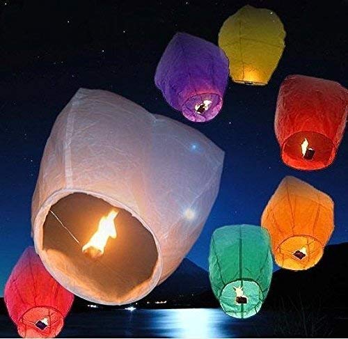 STYLISTY IND Make A Wish Hot Air Balloon Paper Multi Colors Sky Lantern Hot Air Balloon or Wishing Lanterns for Diwali Christmas, Birthday, Events,(Pack of 3)(RN067)
