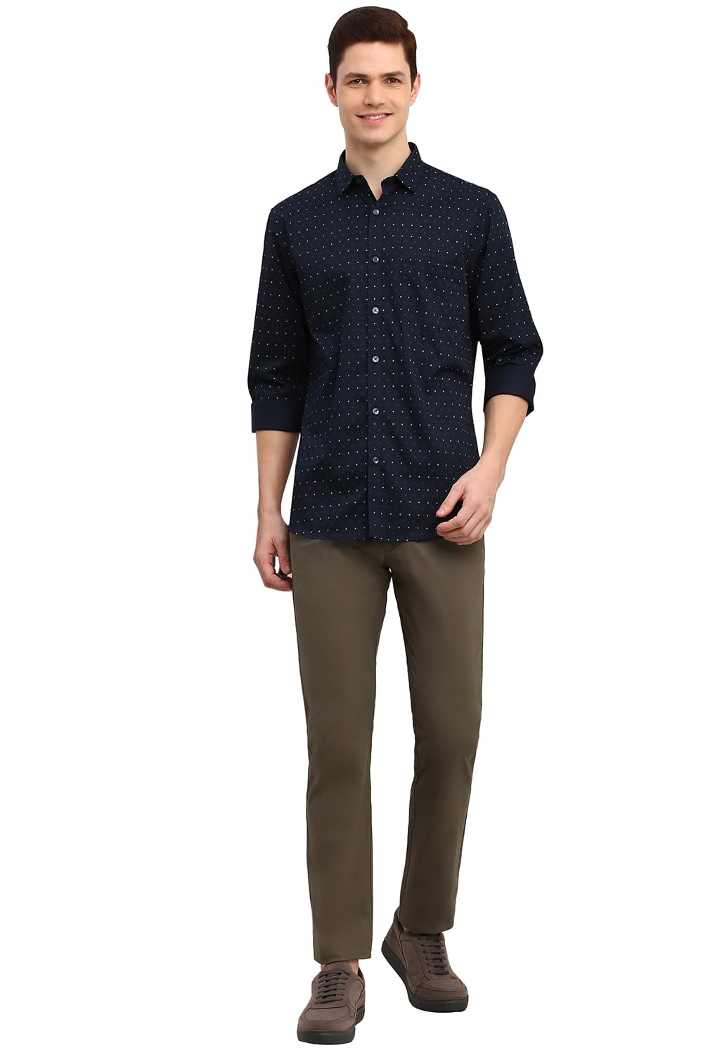 Allen Solly Men's Slim Fit Printed Full Sleeve Formal Shirt