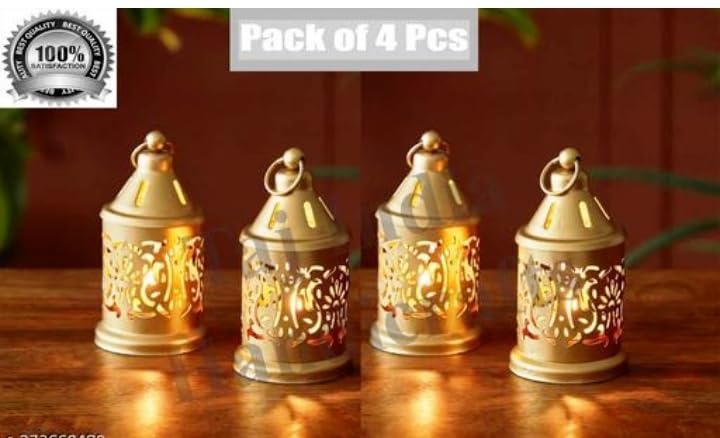 Decor Gallery Metal Lanterns for Home, Wedding, Party, Eid, Diwali, New Year, Birthday, Anniversary, Housewarming Gift Pack of 4