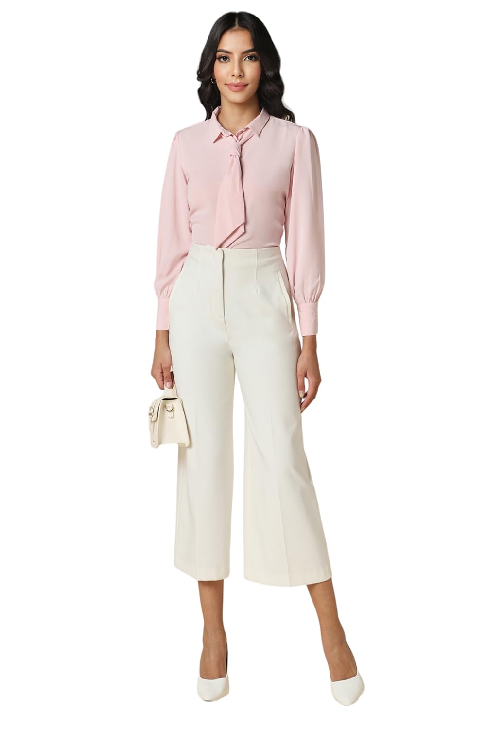 Allen Solly Women's Pink Plain Long Sleeve Formal Shirt