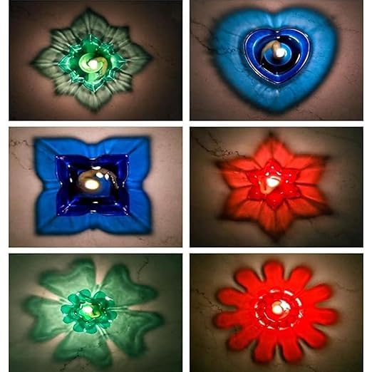 VOXBIT 3D Rangoli Reflective Diya (Set of 12) | 3D Shadow Reflective Diwali Diya | Reusable 2 In1 Deepawali Diya | 3D Multicolour Fancy Diya for Diwali Pooja | Home Decoration