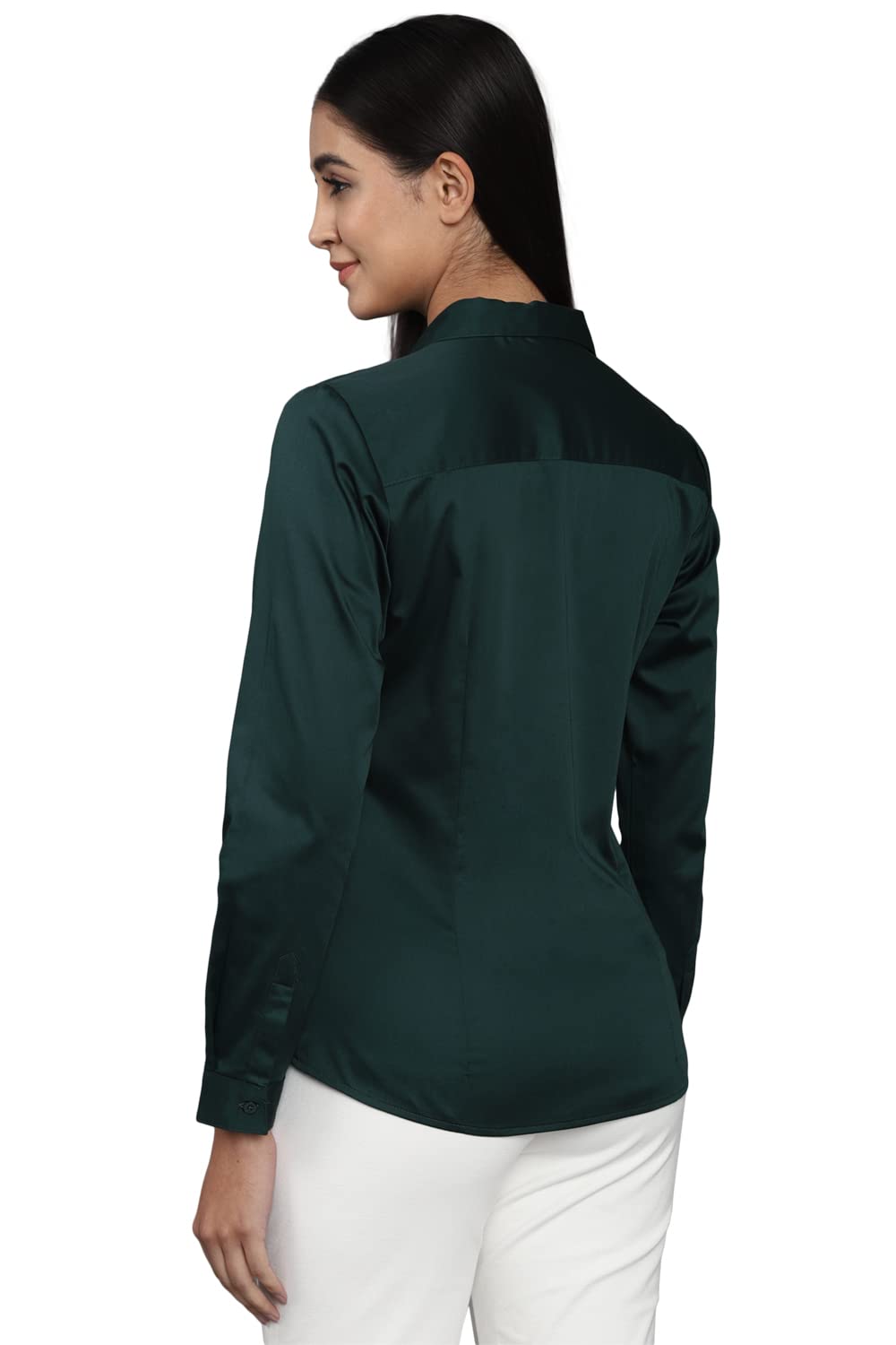 Allen Solly Women's Green Plain Full Sleeve Casual Shirt