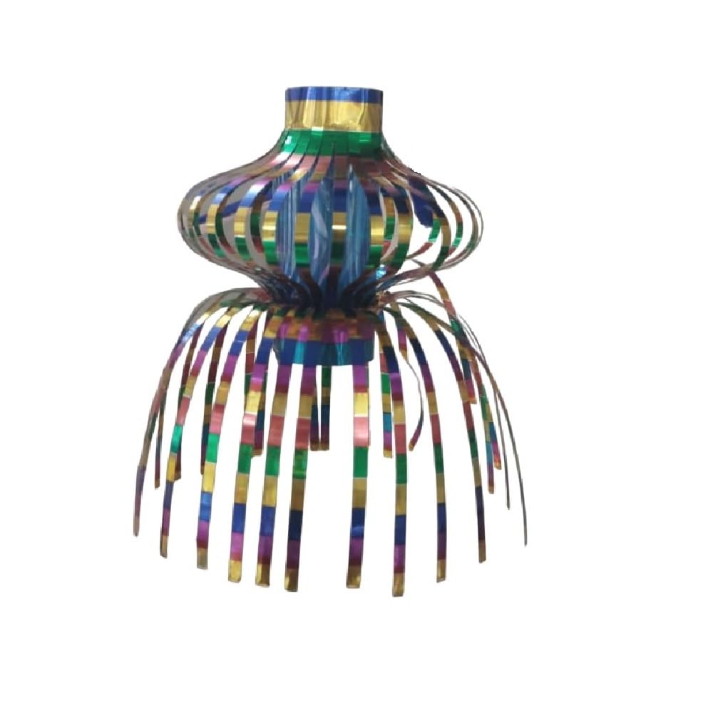 Party Crave Small Multicolor Reusable Metallic Folding Anar Hanging Akash Kandil/Diwali Lanterns for Home/Shop/Office & Many More Decor (Single Dome Folding Anar Kandil, 12pc Packing)