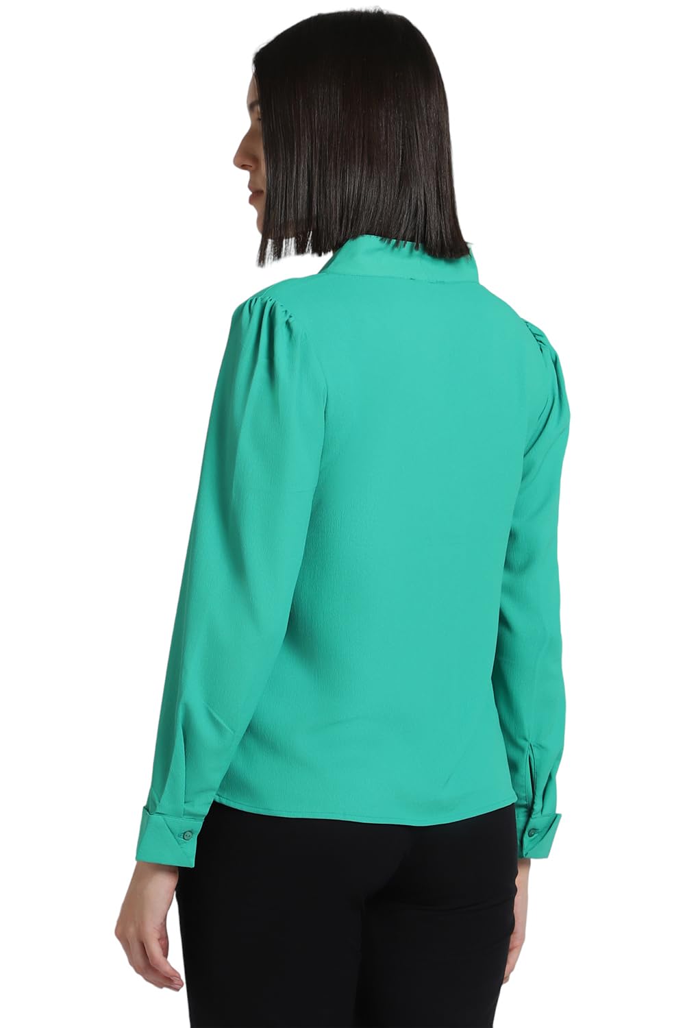 Allen Solly Women's Green Plain Full Sleeve Casual Shirt