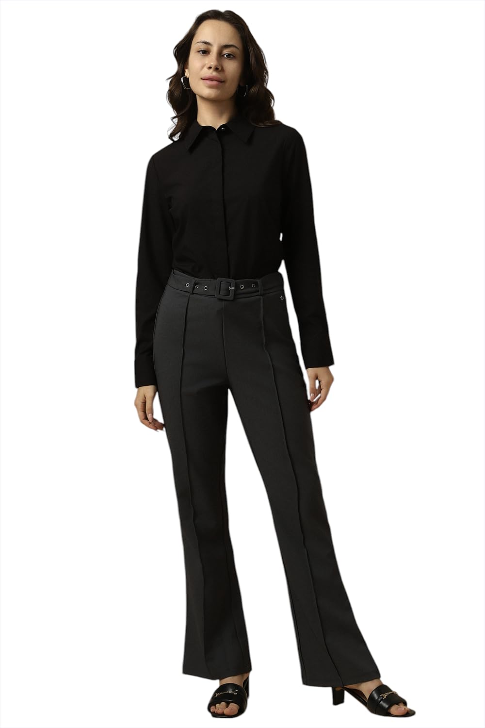 Allen Solly Women's Black Plain Long Sleeve Casual Shirt