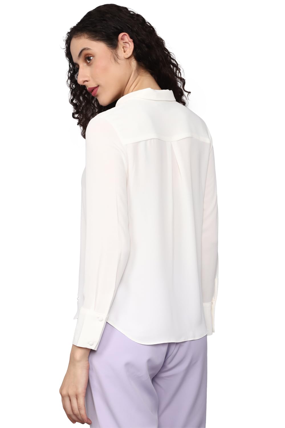 Allen Solly Women's White Plain Long Sleeve Casual Shirt