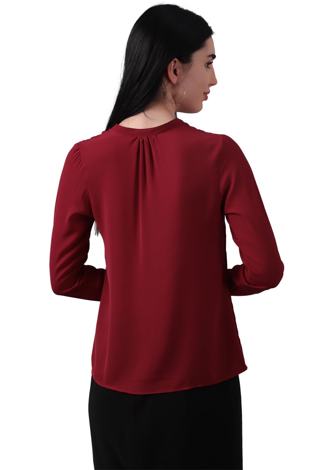 Allen Solly Women's Red Plain Long Sleeve Casual Shirt