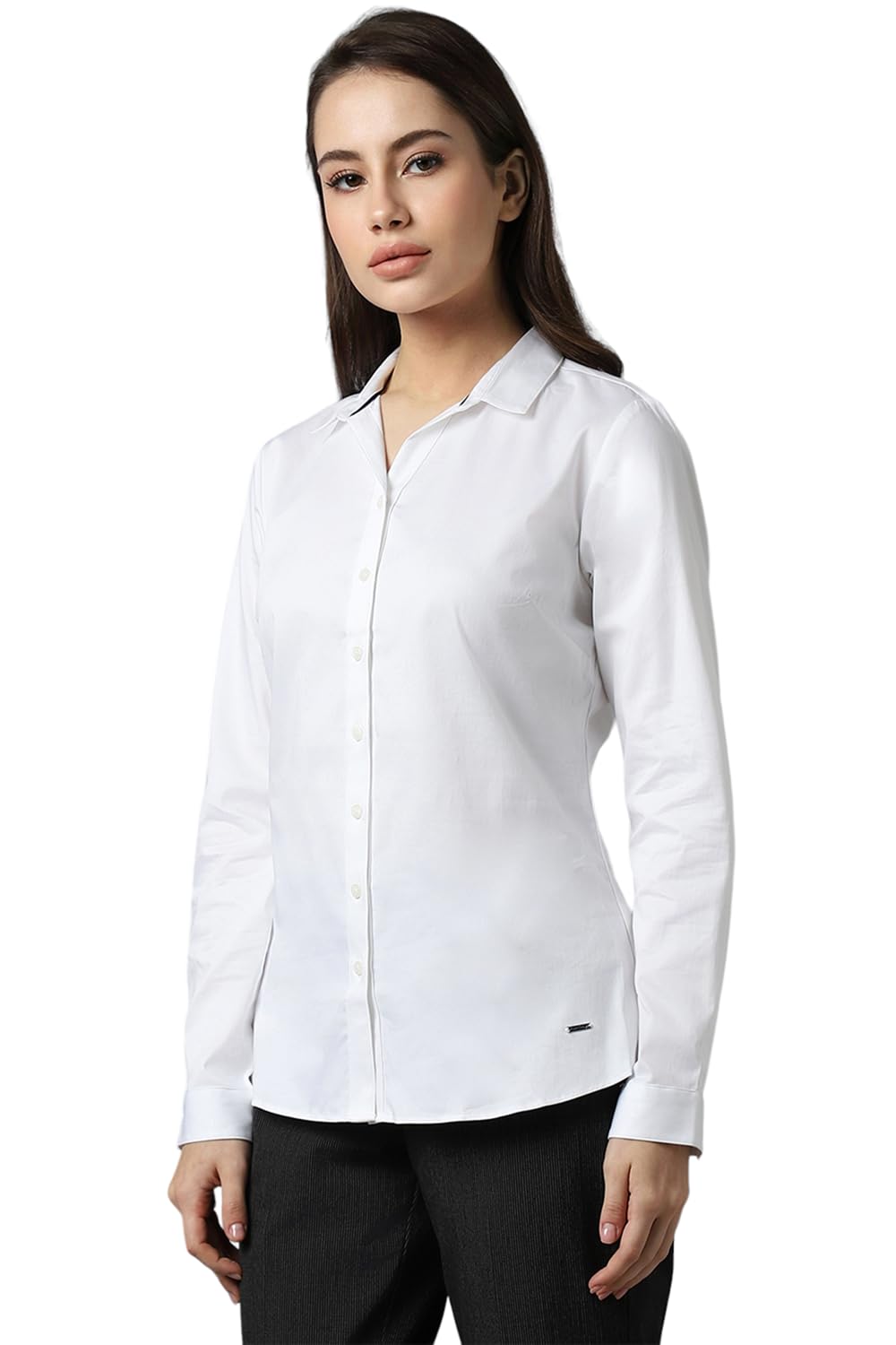 Allen Solly Women's White Plain Long Sleeve Casual Shirt