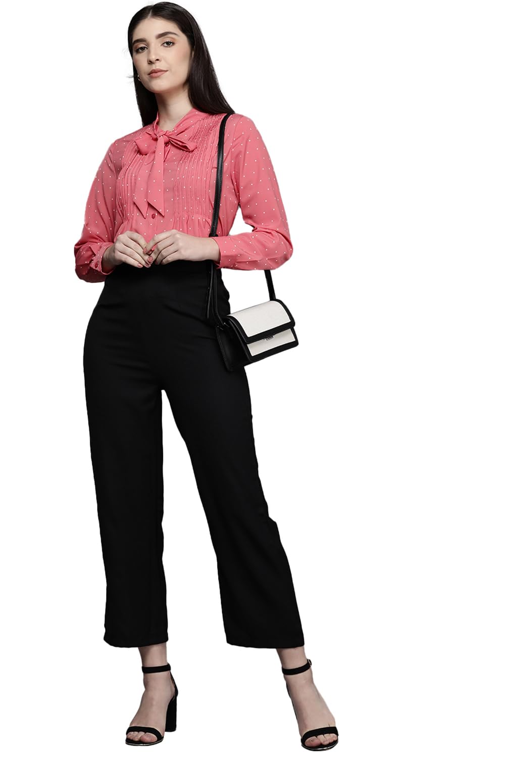 Allen Solly Women's Peach Plain Full Sleeve Casual Shirt