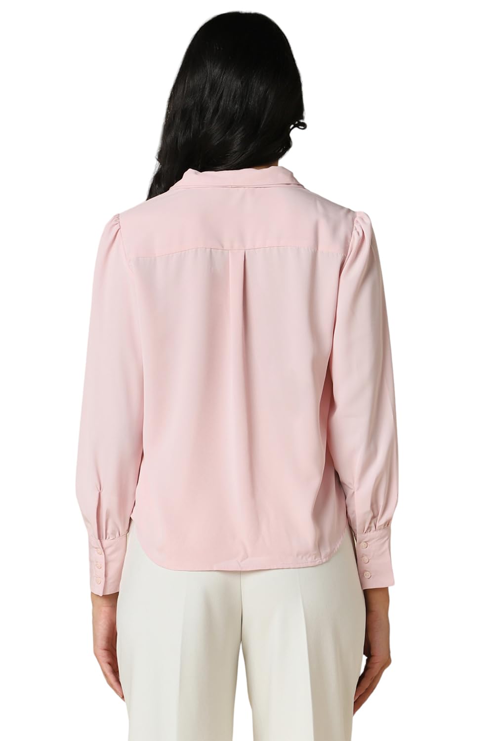 Allen Solly Women's Pink Plain Long Sleeve Formal Shirt