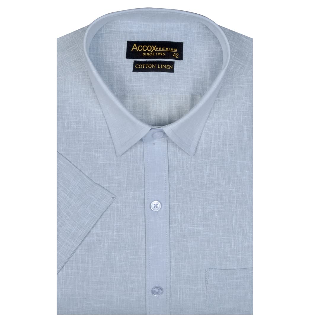 Accox Men's Cotton Linen Plain Formal Shirt (B0DFCT69XG)