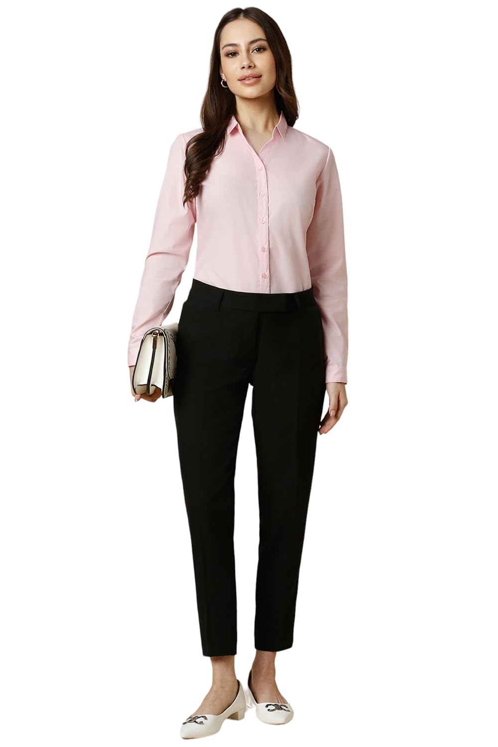 Allen Solly Women's Pink Plain Full Sleeve Formal Shirt