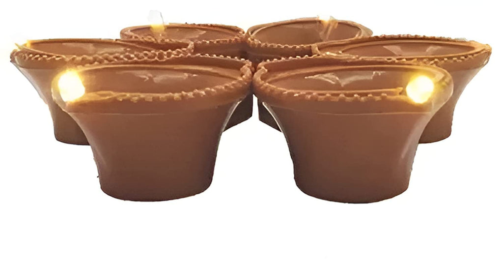 Careflection Plastic Water Sensor LED Diyas Candle with Water Sensing Technology E-Diya, Warm Orange Ambient Lights, Battery Operated (Pack of 12)